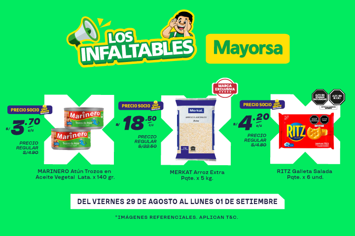 ¡LOS INFALTABLES MAYORSA! DEL 29 DE AGOSTO AL 01 DE SETIEMBRE.